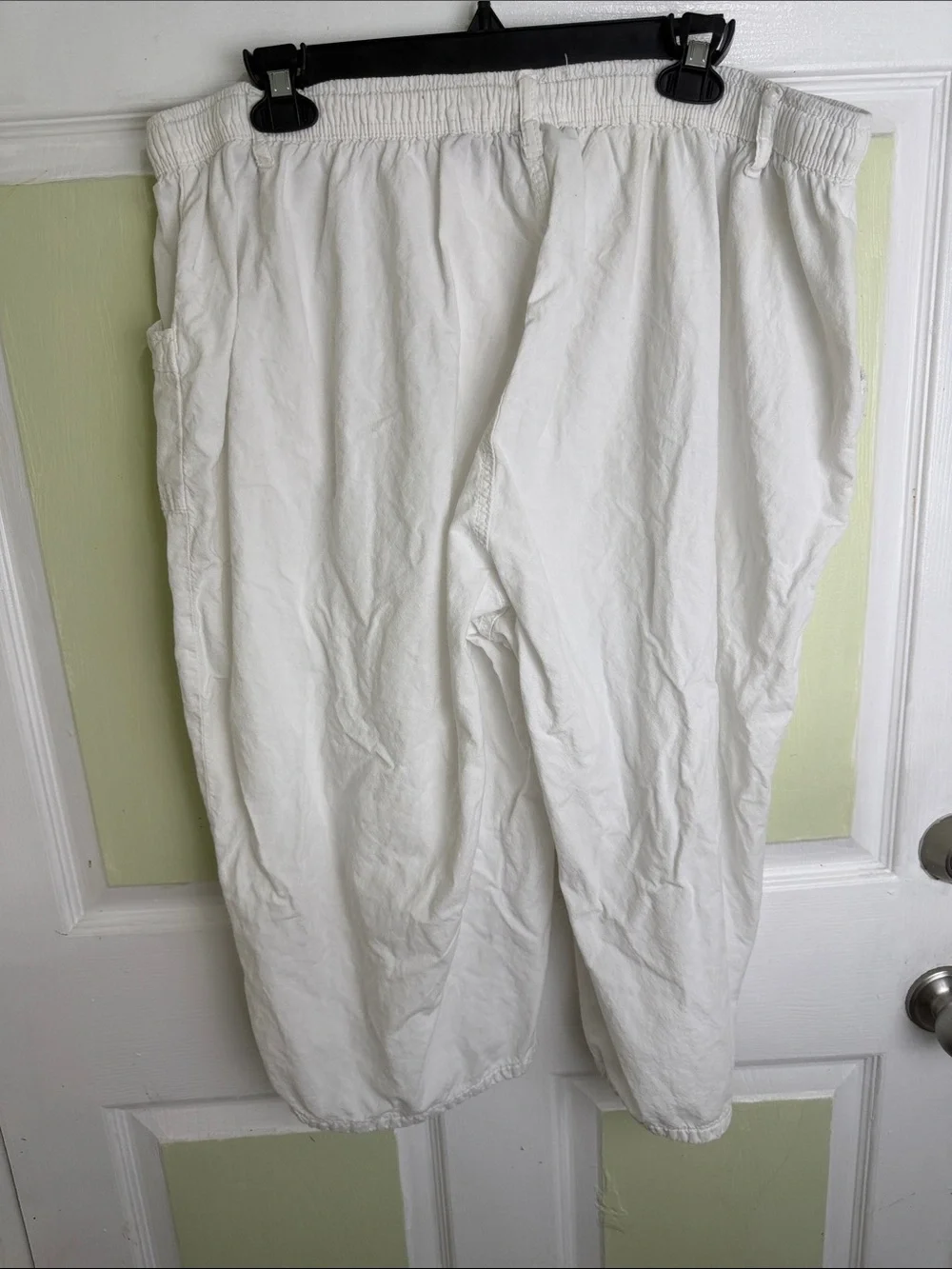 Men's White Elastic-Waist Drawstring Jogger Pants